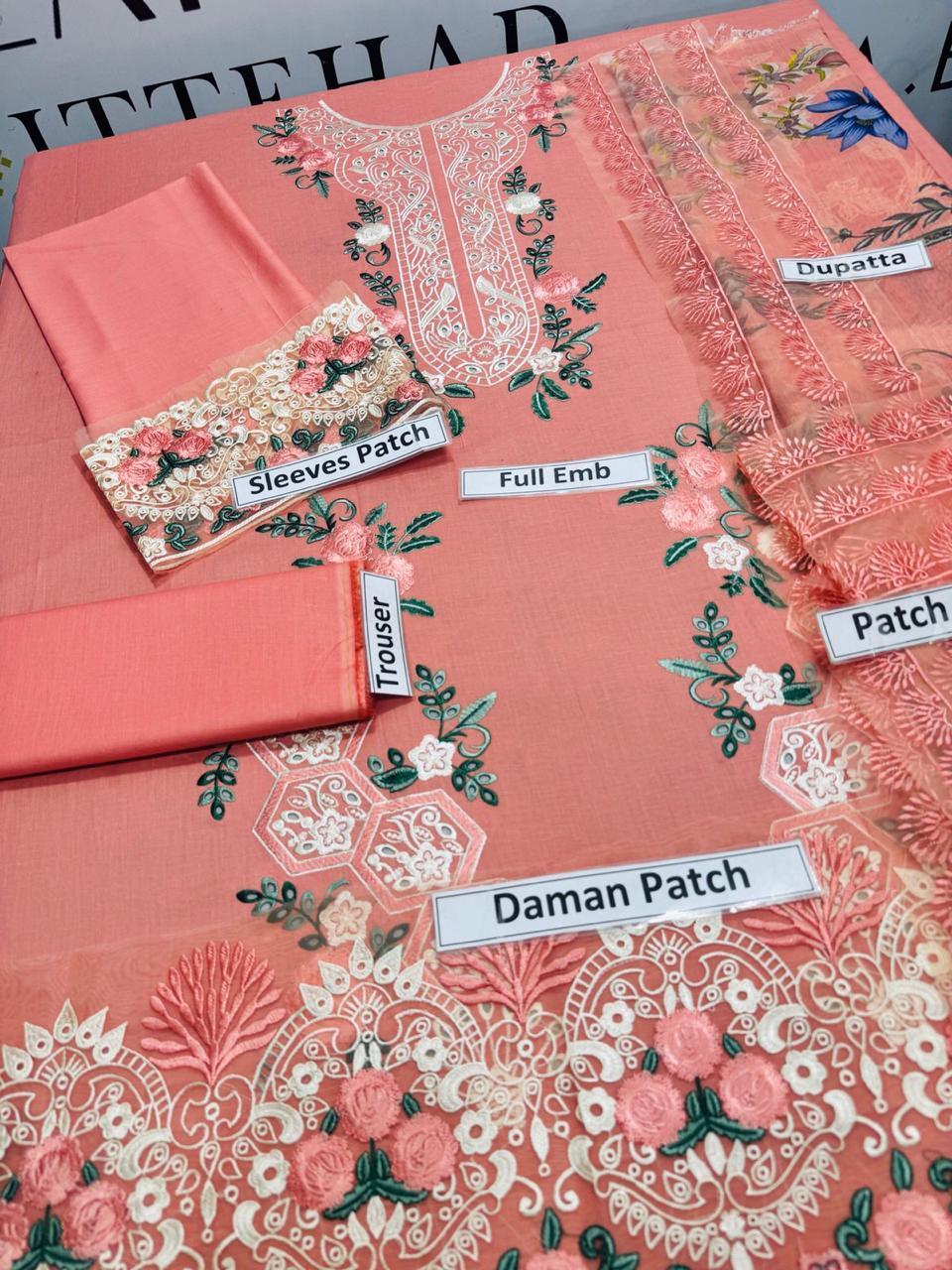 Women's unstitched Chikankari 3pcs