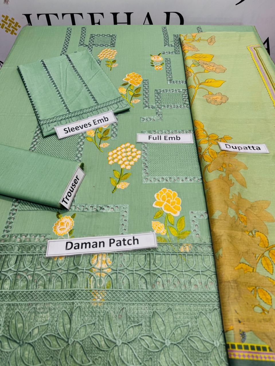 Women's unstitched Chikankari 3pcs