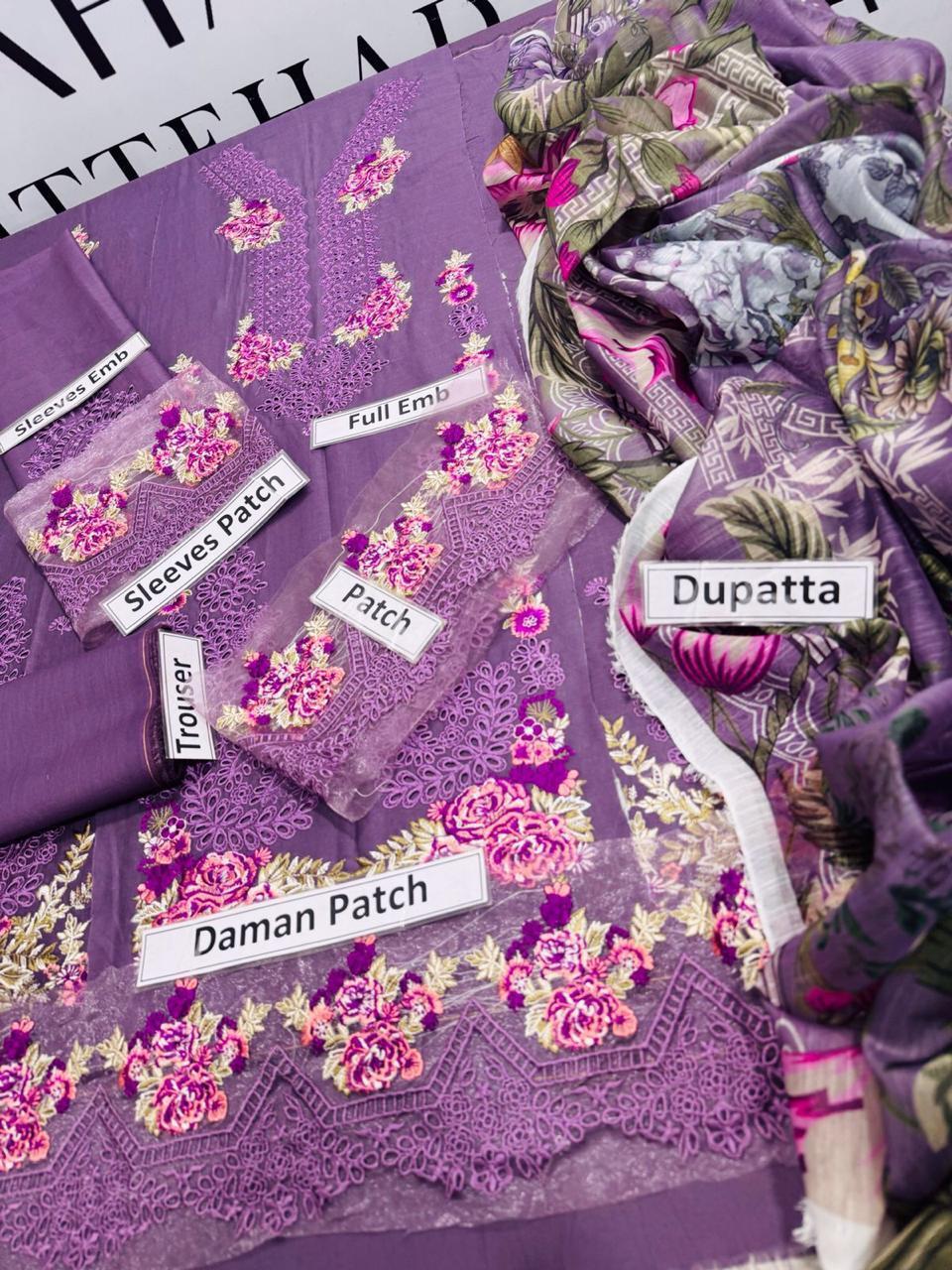 Women's unstitched Chikankari 3pcs