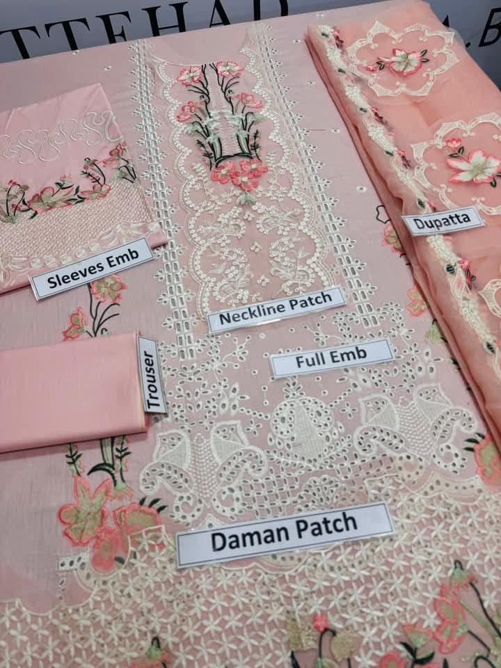 Women's unstitched Chikankari 3pcs