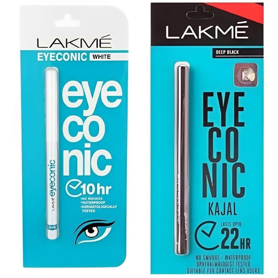 LAKMÉ Eye Kajal Pencil Black and White Imported 2pcs