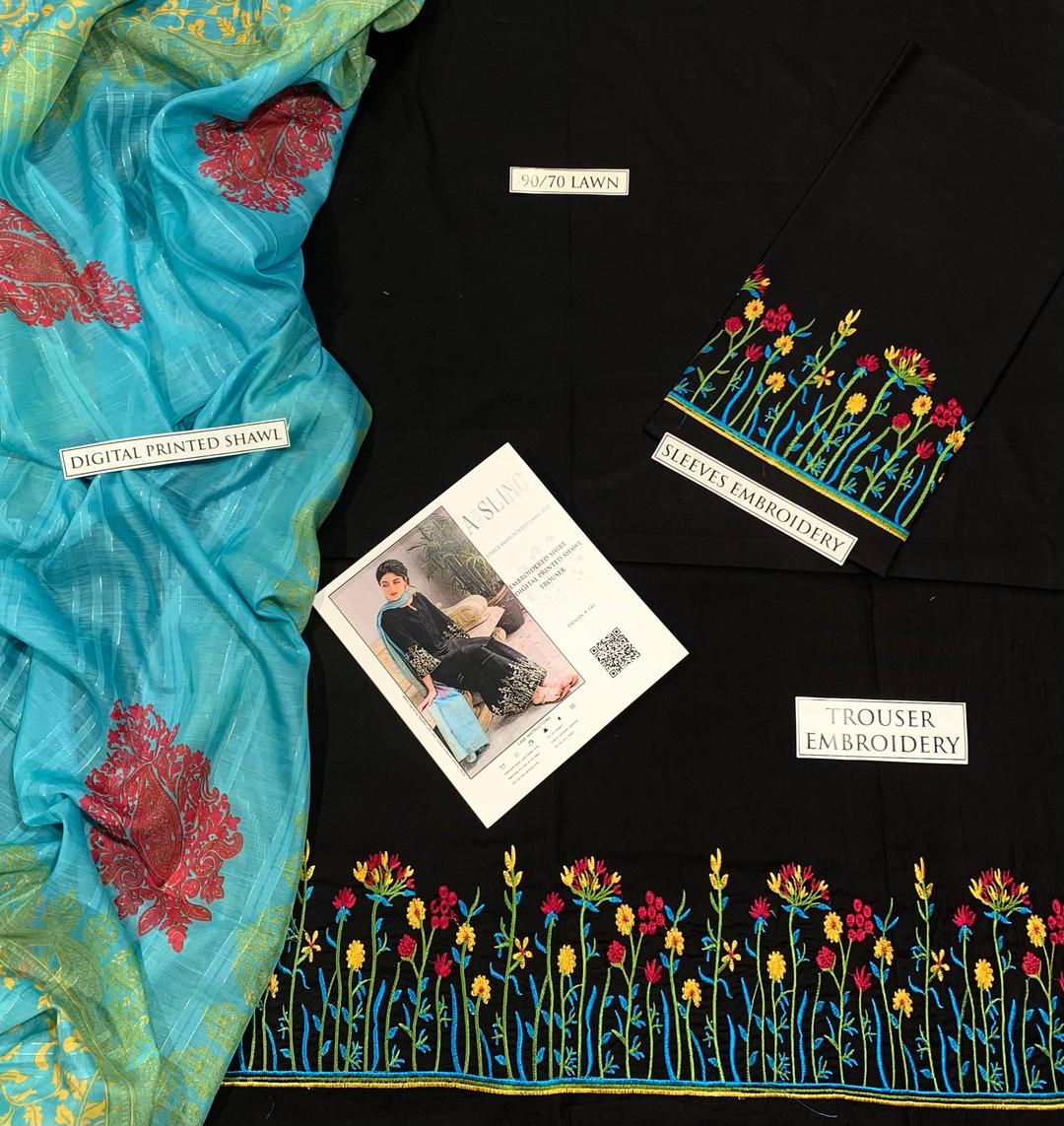 Women's unstitched Embroidered 3pcs